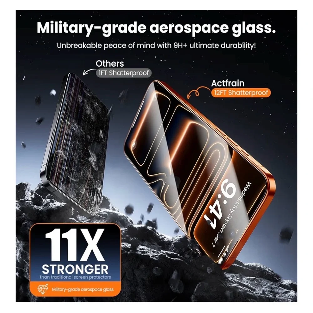 Set of 3 Ultra Glass Screen Protectors for iPhone 17 Pro Max (A209)